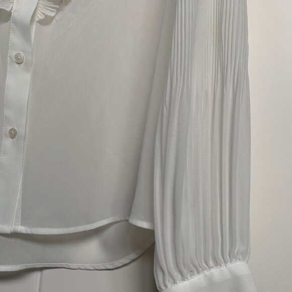 ZARA White Ruffled Blouse Size M - Elegant + Chic - Picture 5 of 6